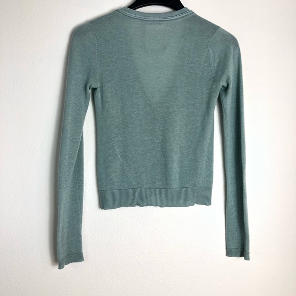 Ruehl No.925 Sea foam Green Cardigan Sweater Cashmere Silk Lightweight Womens XS - Picture 3 of 5